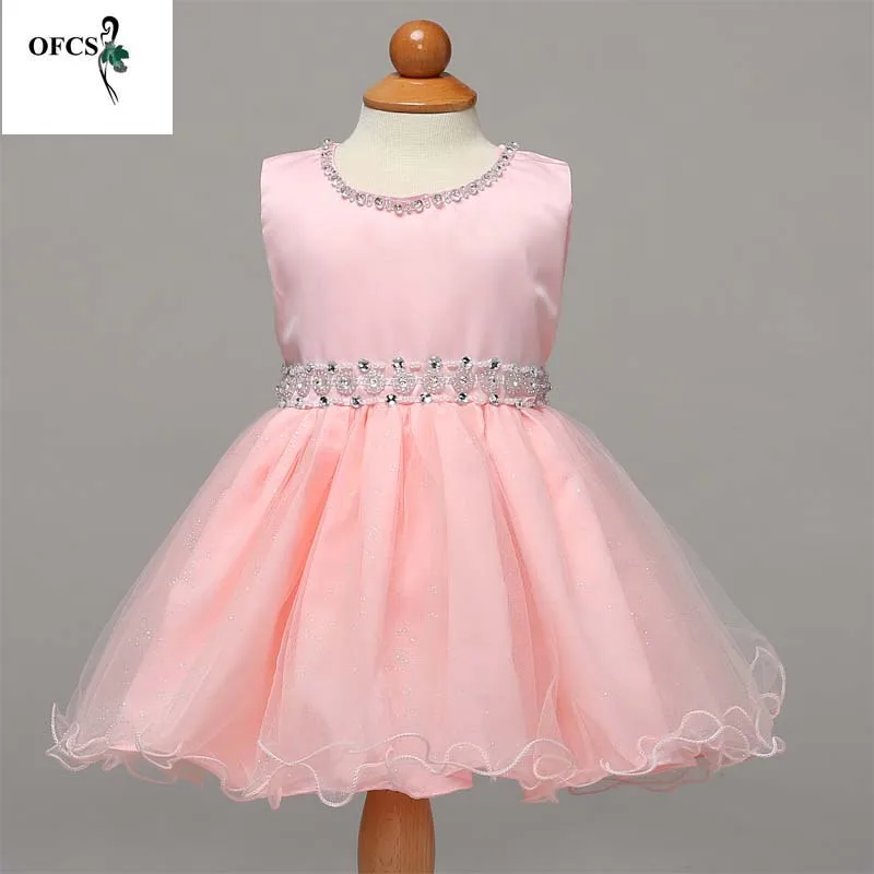 Детское платье без рукавов с бусинами Сетчатое платье принцессы с цветочным узором для девочек для свадебной вечеринки детские костюмы на день рождения для девочек от 12 месяцев до 24 месяцев