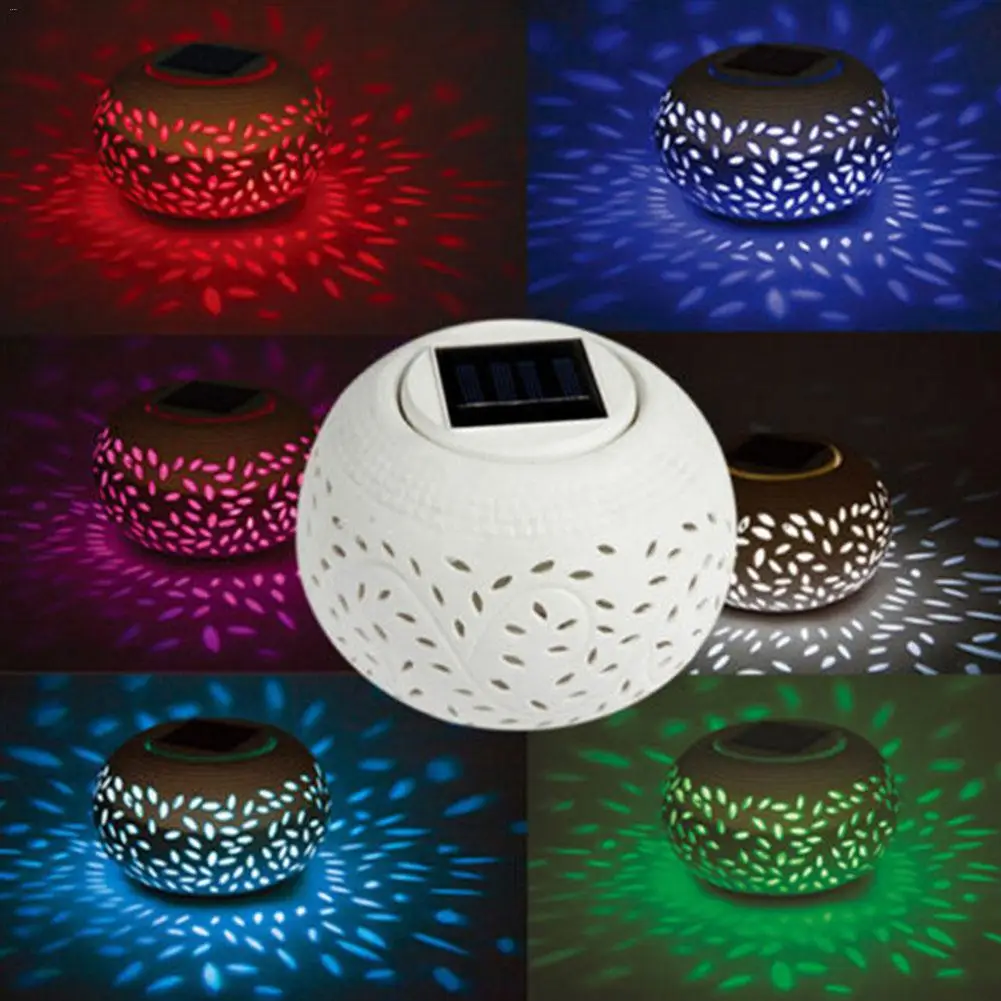 

Hollow Ceramic LED Solar Light Colorful Ball Lawn Lamp Waterproof Garden Decor Light Table Lamp Night Light Party Xmas Decor