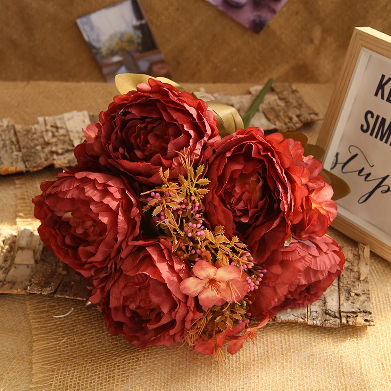 JAROWN Artificial High Quality Big Peony Flower Bouquet Autumn Home Decor Wedding Decoration Flowers Flores Sztuczne Kwiaty (6)