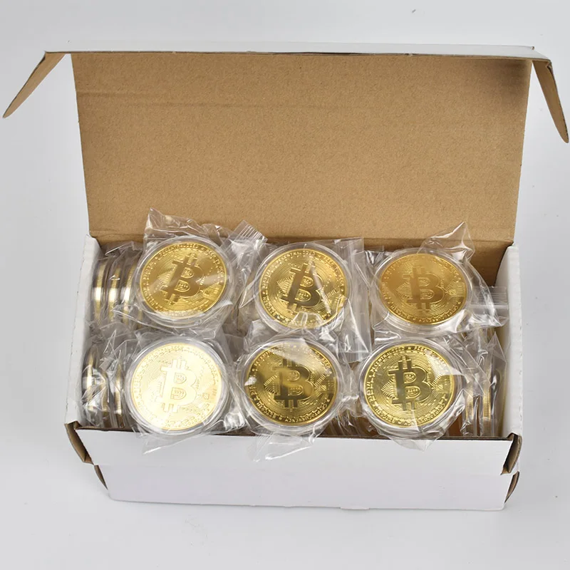 

100pcs/Lot Gold Plated Physical Bitcoins Bit Coin BTC Gift Physical commemorative Metal Coin