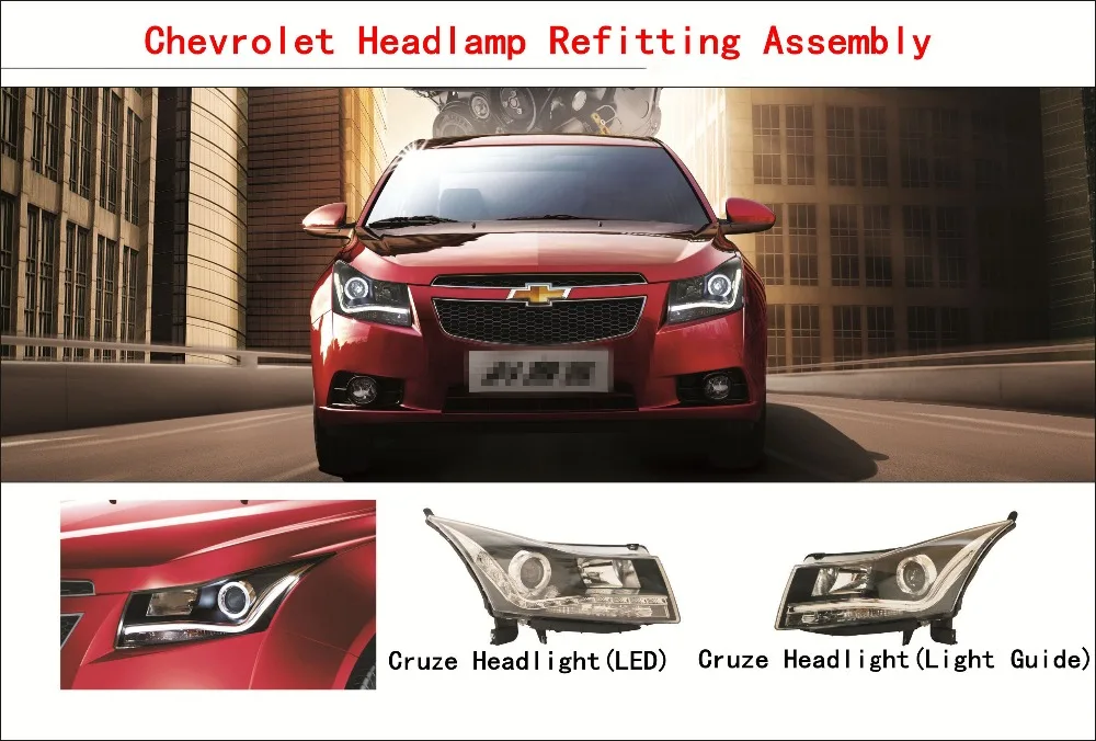 Vland завод для автомобиля головной свет для Cruze светодиодный головной фонарь 2010 с поворотным сигналом+ DRL+ ангельские глазки