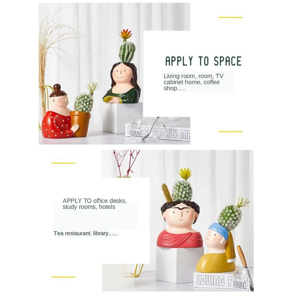 Cute Succulent Cactus Mini Flower Pot Desktop Window Decoration for Office Home