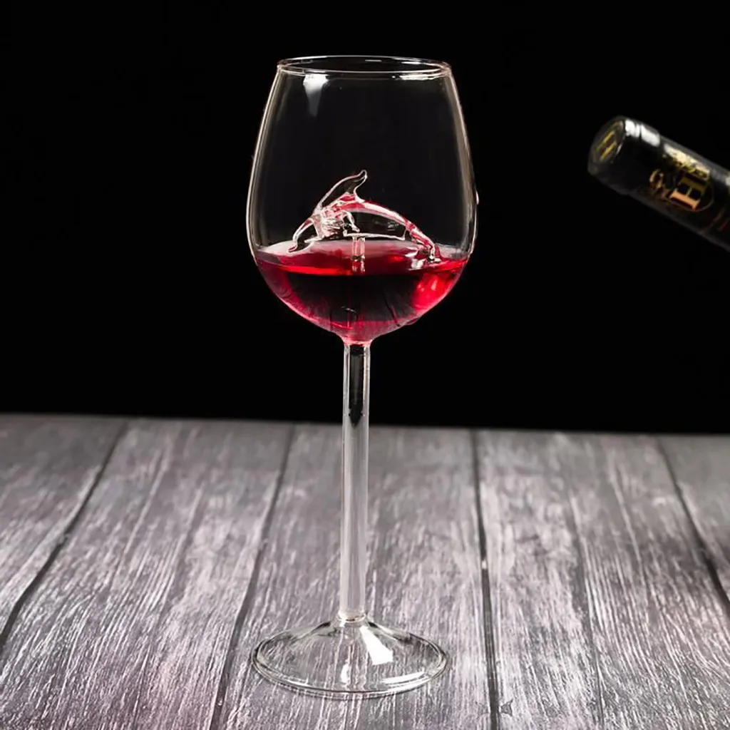 Бокал с дельфином, бокал для красного вина, с дельфином, внутри бокал, кристально чистое стекло для домашних баров, вечерние,, бокал для вина es