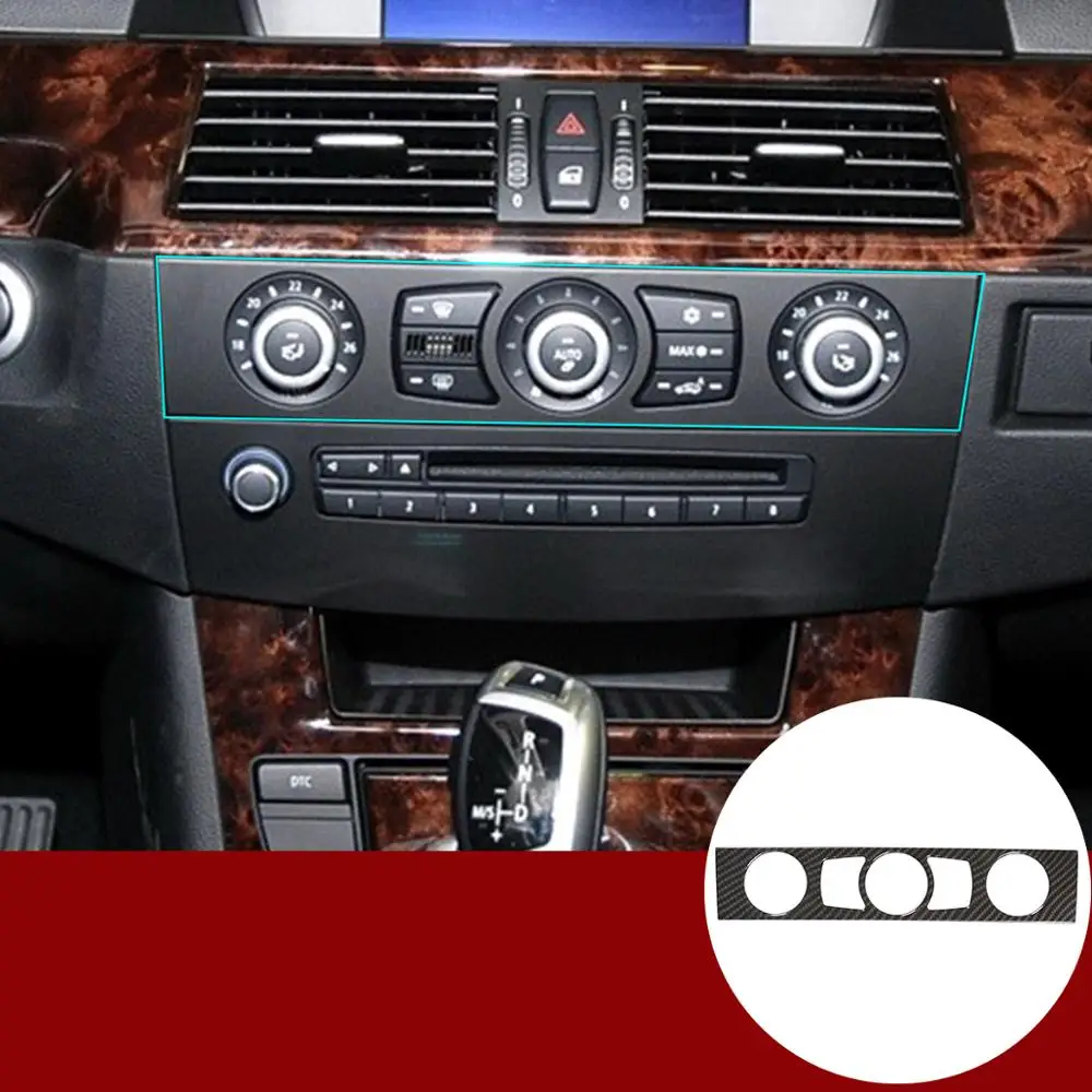

For BMW 5 Series E60 04-10 ABS Silver/Carbon Fiber texture Console air conditioning button decorative panel Interior Accessories
