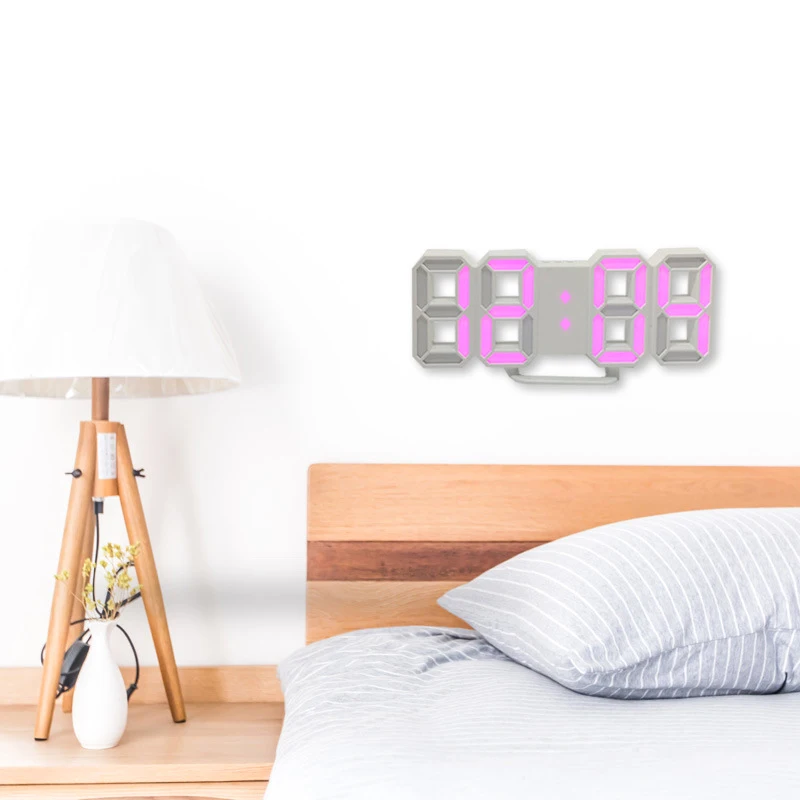 3D электронный светодиодный настенные часы современный Голосовое управление Цифровой настольный ночник Дисплей подвесной будильник домашний декор для гостиной