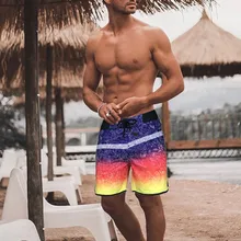 Мужские Пляжные Летние плавки с принтом, мужские плавки, быстросохнущие дышащие эластичные повседневные короткие шорты De Bain Homme#3