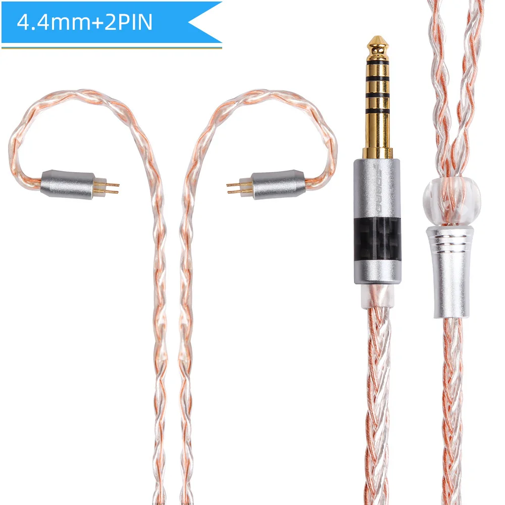 2Pin 4.4 Copper FDBRO MMCX Серебристые наушники кабель 8 Core с серебряным покрытием обновления кабель углеродного волокна 2Pin 2,5/3,5/4,4 сбалансированный кабель для SE846 SE535 - Цвет: 2Pin 4.4 Copper