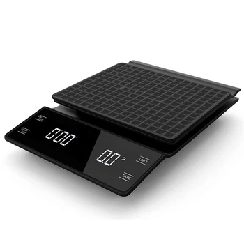 

Hand Drip Coffee Scale 0.1G/3Kg Precision Sensors Kitchen Food Scale with Timer Include Waterproof Silicone Pad-Dropship
