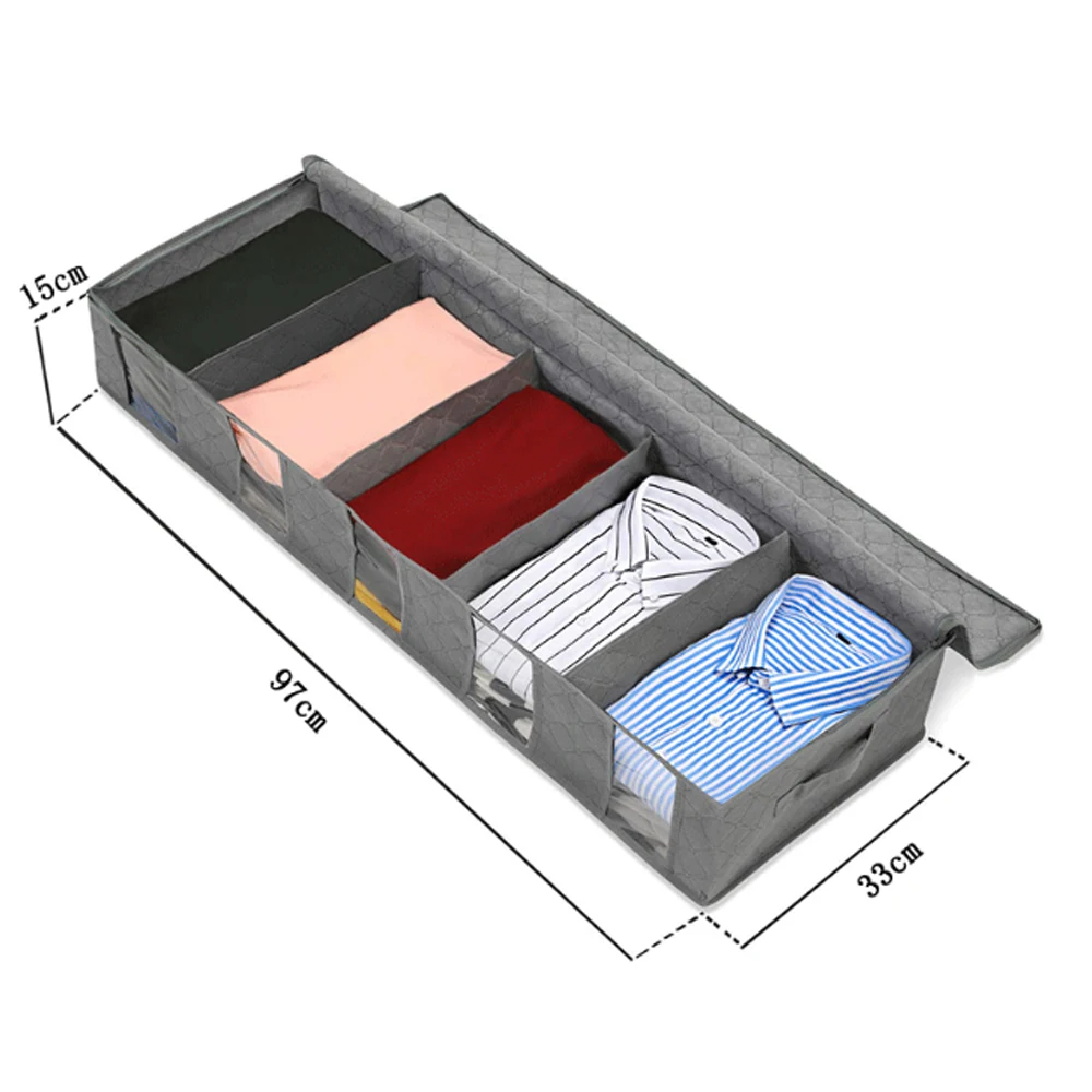Contenitore portaoggetti sottoletto in tessuto non tessuto, contenitore portaoggetti per trapunte, coperte, vestiti, divisore, pieghevole, contenitore per vestiti, grande_voghion.com