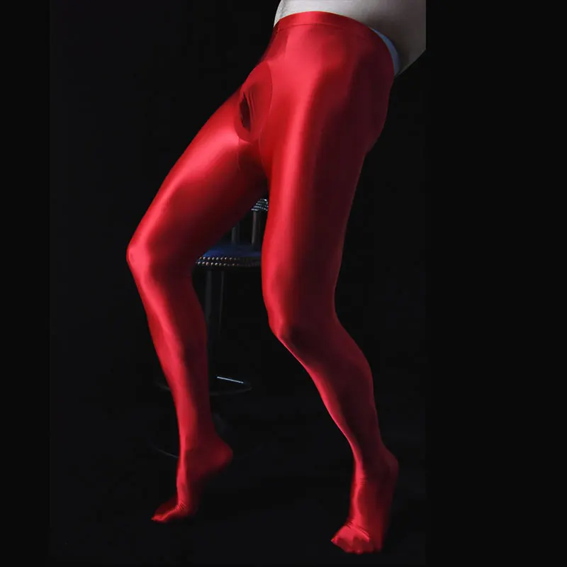 Sexy Men Socks Oil Shiny Medias Hombre U Convex Pouch Fetish Wetlook Pantyhose Sheer Panty Erotic Lingerie Plus Size Tights