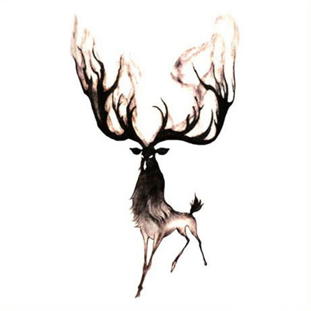 

AACAR 1 Pc Waterproof Temporary Tattoos Sticker Elk Water Transfer Fake Flash Moose Deer Bucks Tattoo for Men Girl