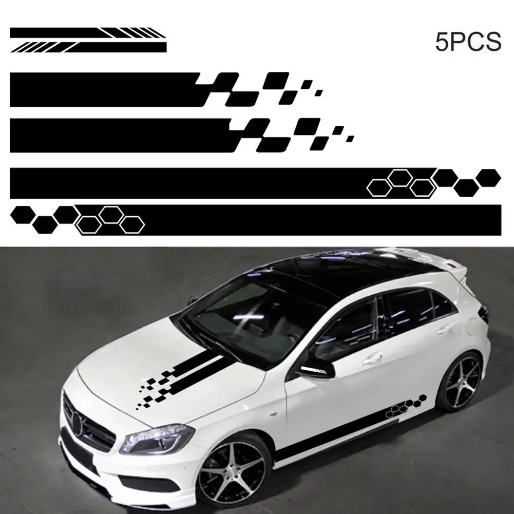

5Pcs/Set BK Waterproof Car Vehicle Hood Rear Mirror Body Styling Decal Sticker