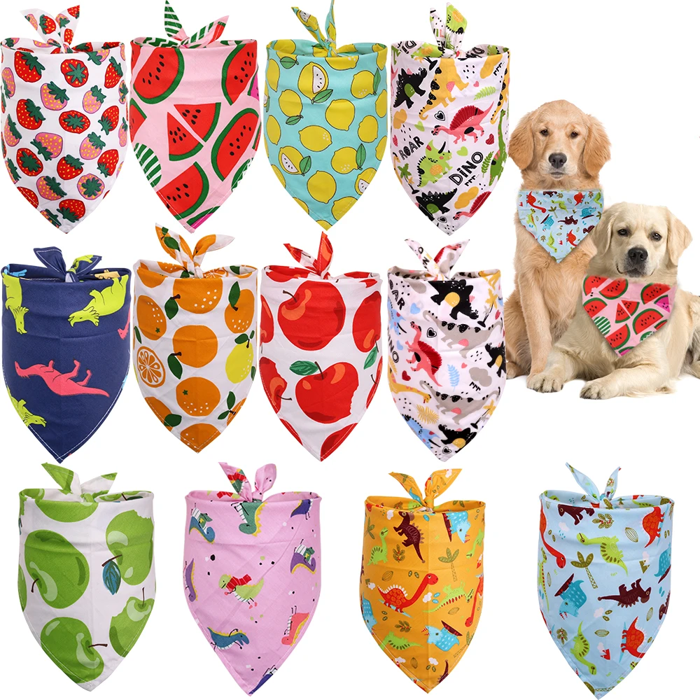 1 Uds verano Bandana perro diseño de frutas imprimir Pet perro: chals bufanda de algodón pequeño perros, gatos, baberos Bandana suministros y accesorios para mascotas