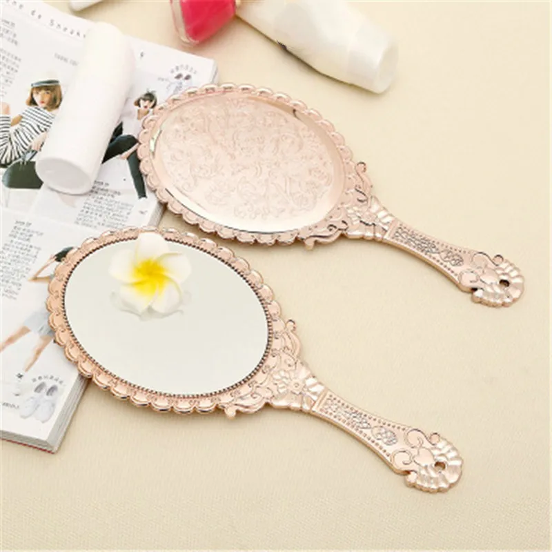 

1Pcs Portable Vintage Makeup Mirror Hand Hold Oval Round Mirror Noble Restore Ancient Ways Court Mirror Beauty Tool