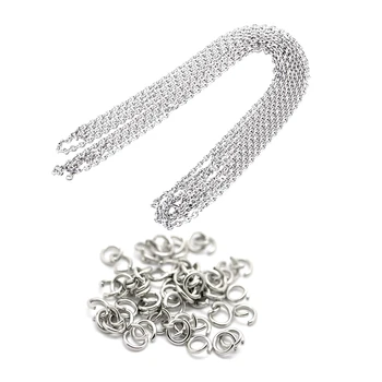 

1 Pcs 2M Stainless Steel Cuban Curb Link Chain 3.8Xm & 500 Pcs Stainless Steel Open Jump Rings 6Mm