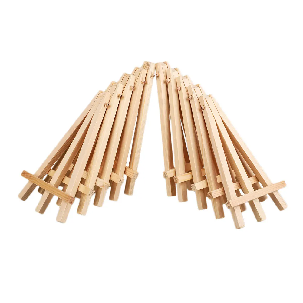 

10pcs Artist Pen Brushes Wooden Easel 15.5*8.5*1.6cm Mini Art Painting Display Mini Easels Supplies Craft