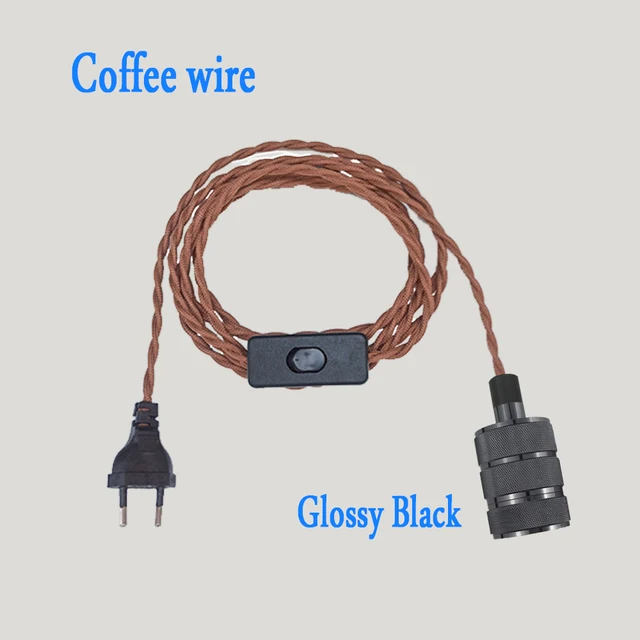 Vintage Power Cords EU Plug With Line Switch E27 LED Lights Edison Bulbs Incandescent Lamps Socket Twisted Wire Cord Lamp Hoder coffee I
