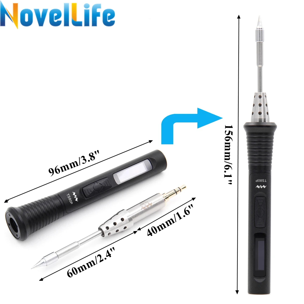 TS80P Mini Electric Soldering Iron Station Portable PU Organizer Bag Kit Adjustable Temperature Digital OLED Display USB C PD2.0