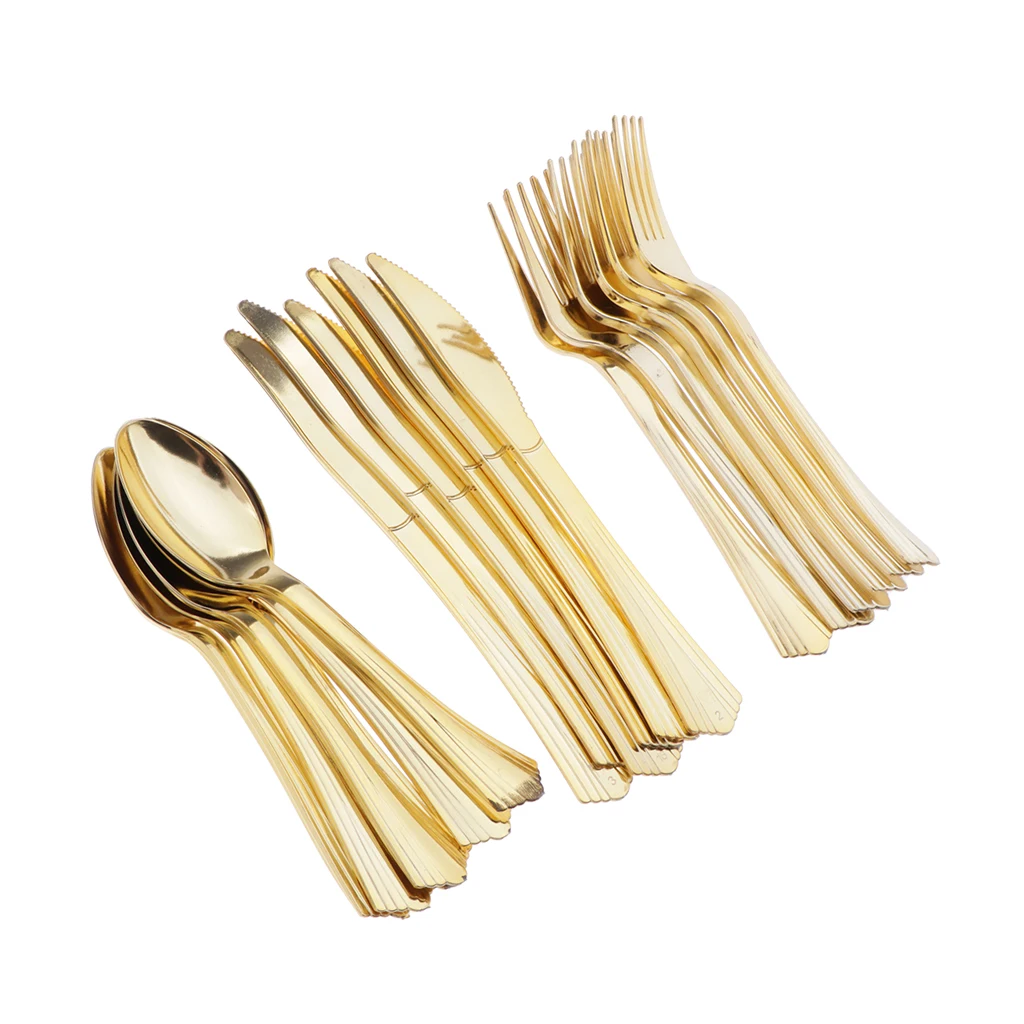 Disposable Flatware Cutlery Plastic Tableware Disposable Forks Knives Spoons Plastic Silverware Set 