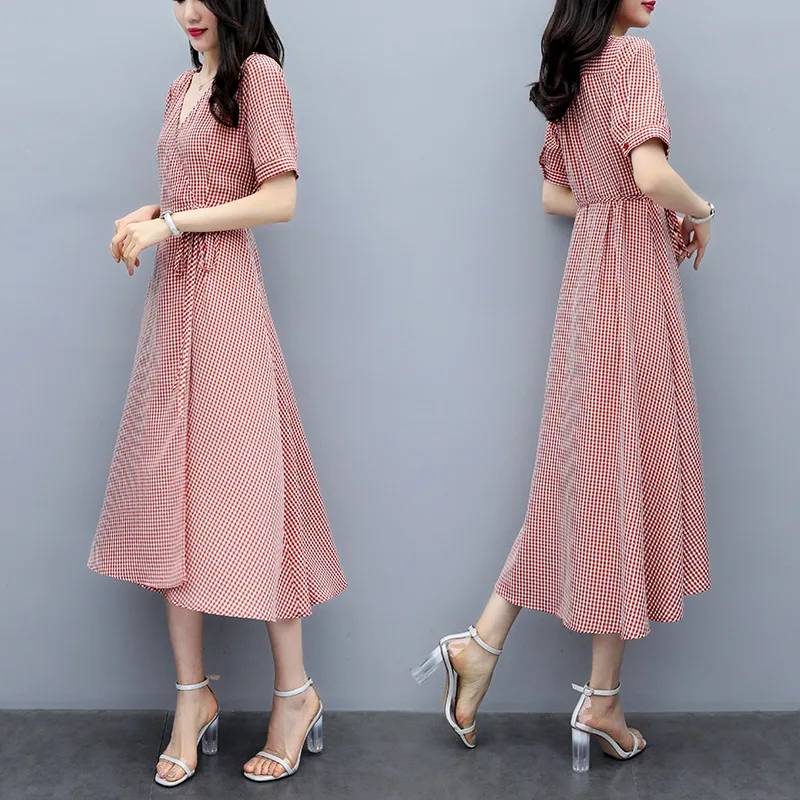 

Thousands of Birds Sub-Dress Women's Summer One Chip Wrap Skirt High-End Elegant WOMEN'S Dress V-neck Waist Hugging Slimming Lon
