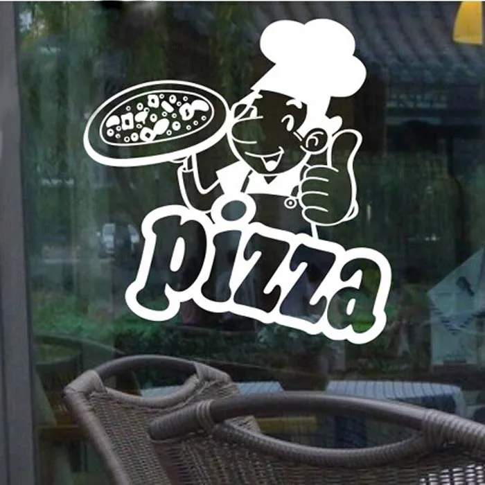 DCTAL Pizza Sticker milk tea glass decoration wall sticker Pizza art wall decals free shipping