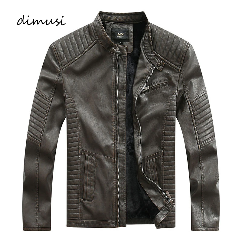 

DIMUSI Mens PU Leather Jacket Winter Men Thick Fleece Warm Motorcycle Jackets Male Slim Fit Faux Leather Biker Coats Clothing
