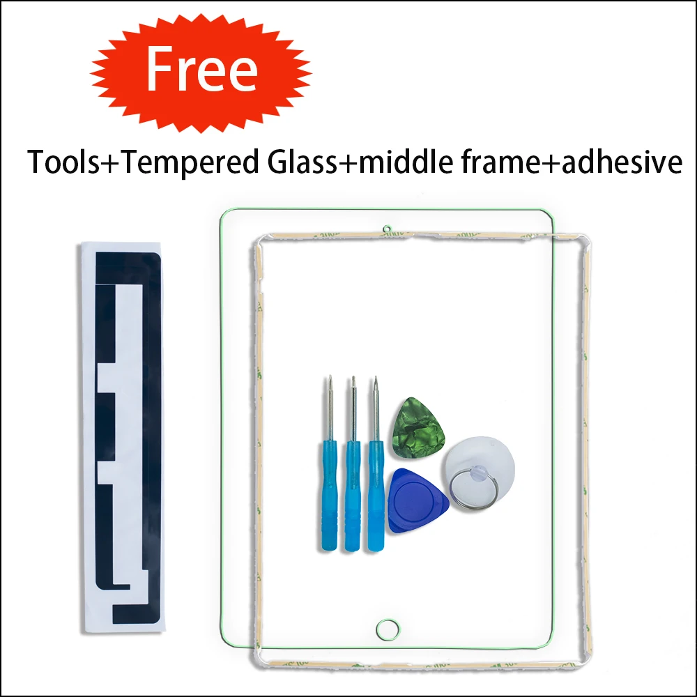 Touch screen panel Ipad touch screen glass panel Ipad touch screen panel Ipad touch screen glass Touch Screen For iPad 3/4 A1416 A1430 A1403 A1458 Digitizer Sensor Glass Panel With Middle Frame+Tools+Tempered Glass+Adhesive 1Pcs