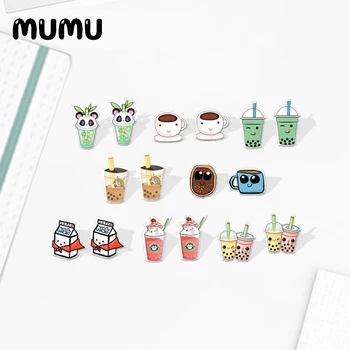 

2020 New Kawaii Bubble Tea Earring Sweet Milk Acrylic Earrings Resin Shrinky dinks Epoxy Handmade Jewelry