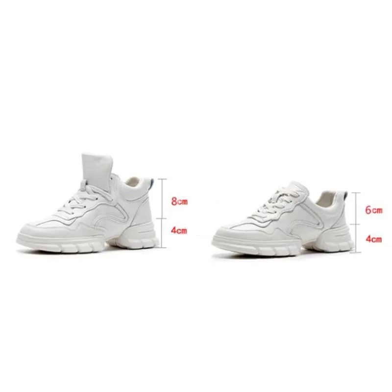 Taoffen Women Fahion Genuine Leather White Sneakers Shoes Woman Round Toe Vulcanized Shoes Casual Women Footwear Size 35-39