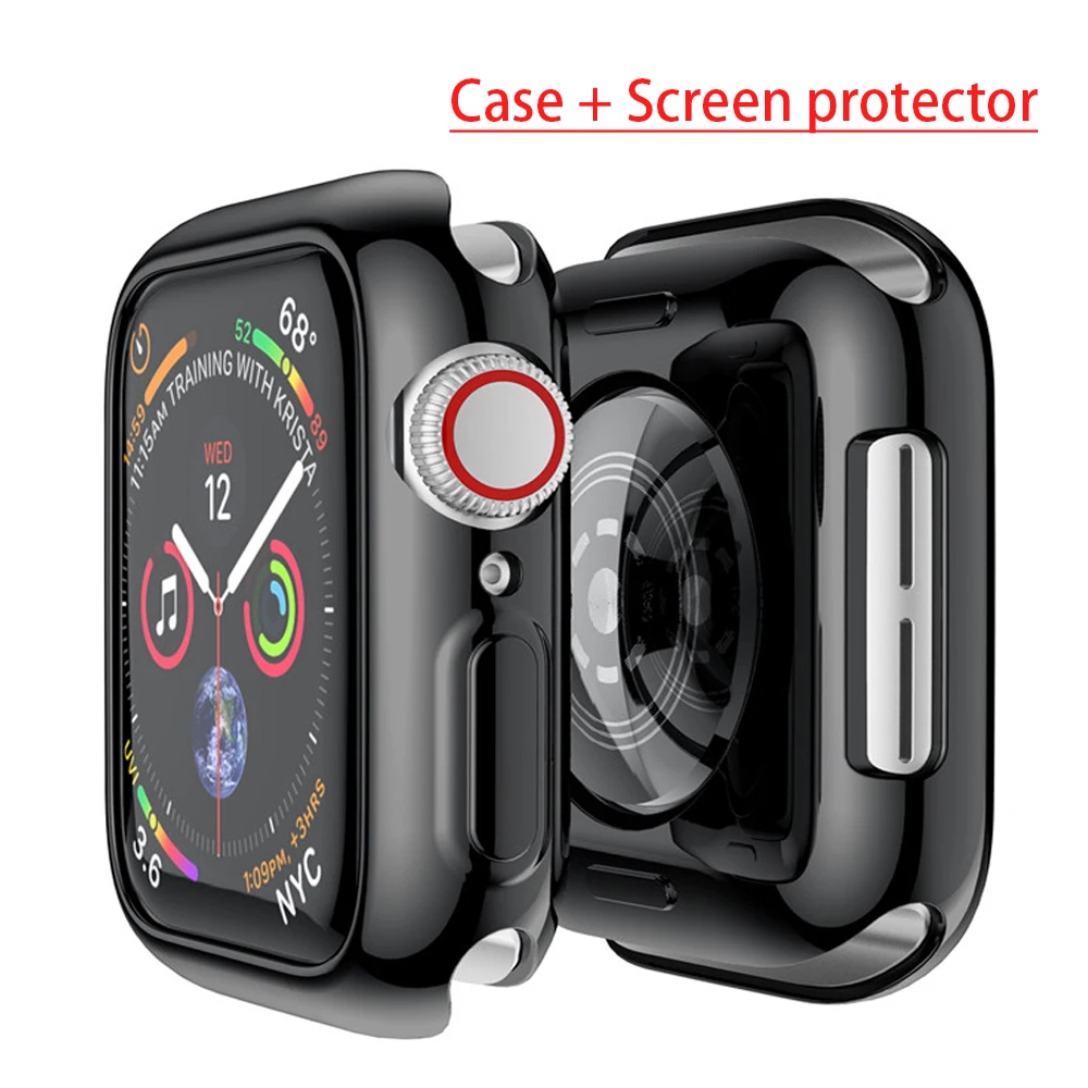 

Case For Apple Watch band 44 mm/40mm iwatch band 42mm/38mm screen protector silicone protective bumper for apple watch 5 4 3 2 1