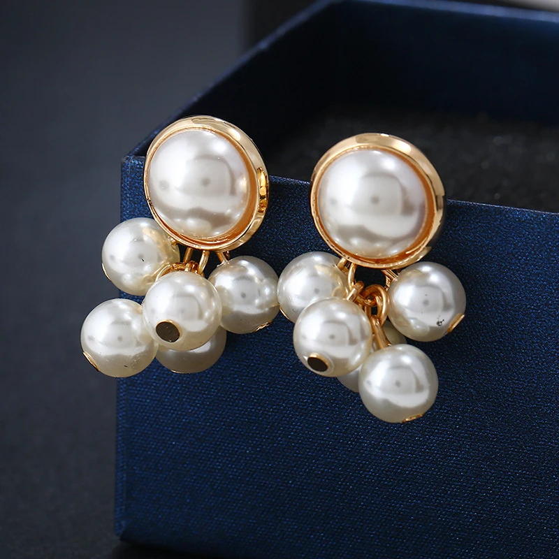 

drop pearl rose gold earrings for women trendy luxury summer chandelier earings fashion geometric personalized jewelry 2019 new