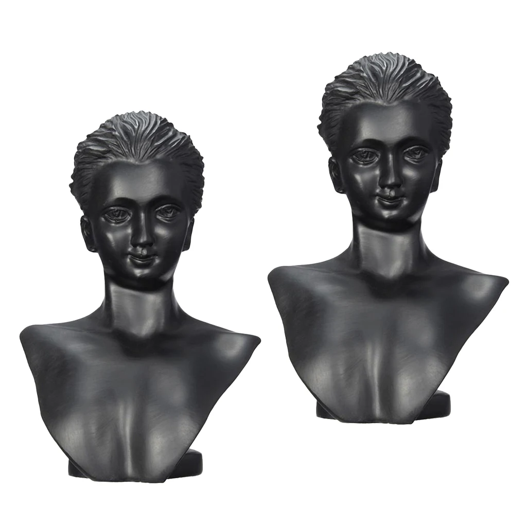 

2pcs Resin 3D Mannequin Bust Lady Figure Display Necklaces Earrings Jewelry