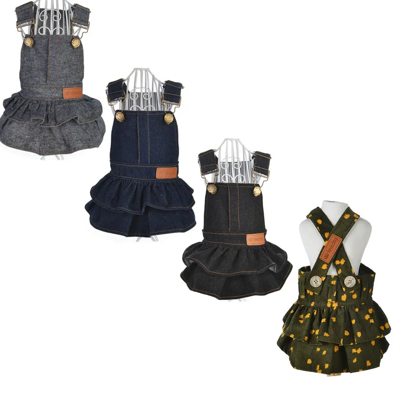 Spring Summer Dress For Small Dogs Jeans Puppy Cat Clothing Skirt Poodle Pug Tutu Cake Dresses Pet Clothes Apparel XS-XL F-5 | Дом и сад