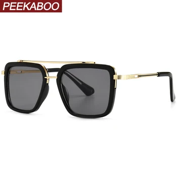 

Peekaboo gold square sunglasses for men black 2021 male sun glasses for women uv400 half metal frame gifts for birthday summer