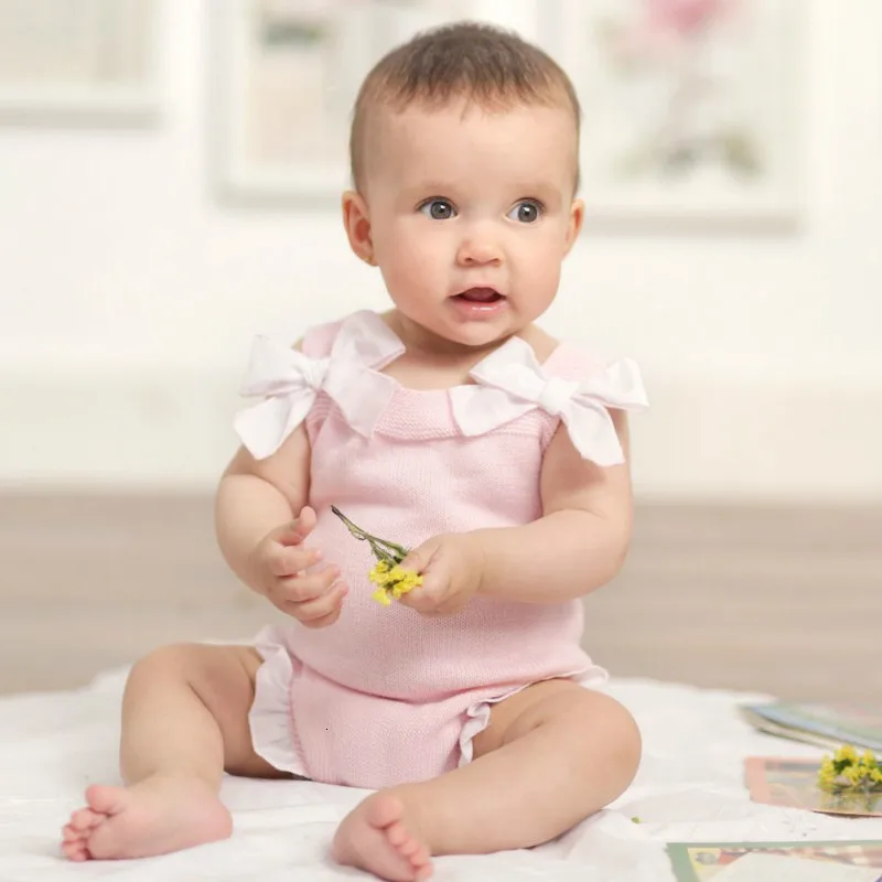 

Baby Girls Bodysuits Newborn Clothes Autumn 2019 Infant Cotton Bow Knitted Bodysuit New Born Onesize Body Suit Neonato Boxpakje