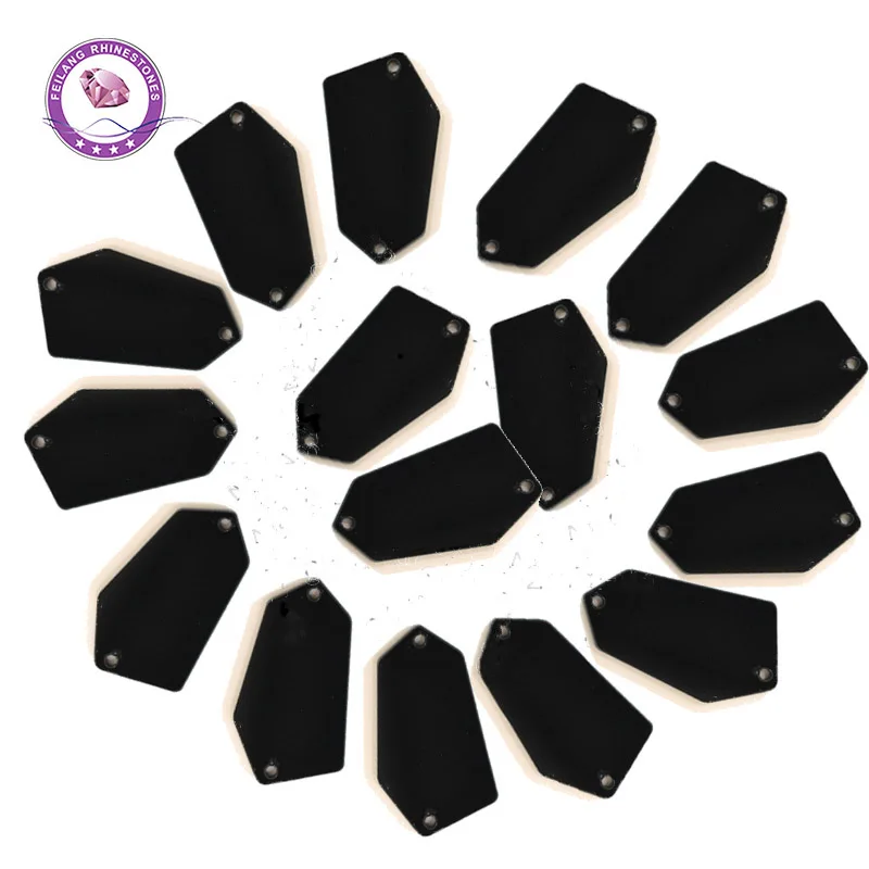 

Irregular Shape Black Acrylic Sew on Rhinestone Mirror With Holes Flatback Stones For Clothes Decoration Wedding Dress 18x32mm