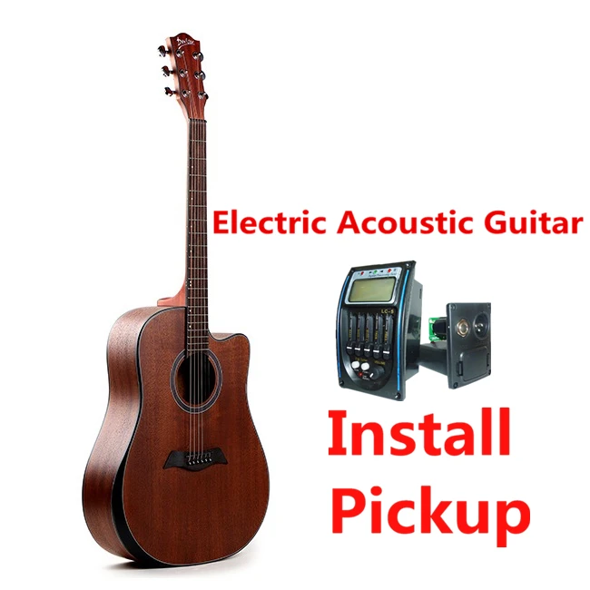 LS-550-41-EQ Гитара акустическая электрическая все Sapele ель стальная струна 41 дюймов D-Body Guitarra 6 струн поп-фолк Cutaway установка звукоснимателя матовая - Цвет: LS-550-41-EQ