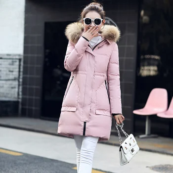 

2019 New Thick and Warm Big collar Hooded Zipper Thickened Slim Long Women Winter Down Cotton Coat Six Colors