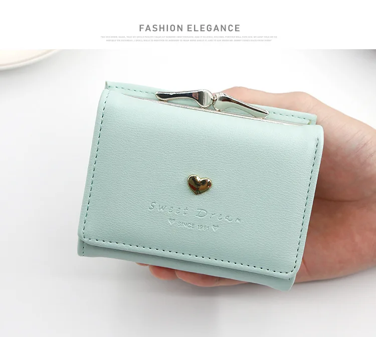 Small Women Wallet loving heart Short Women's Wallet Card Holder Girls Mini  Woman Fashion Lady Coin Purse for Female Clutch Bag