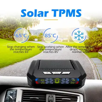 

AN-06A Solar Car TPMS Tire Pressure Monitoring Temp Alarm System with 4 Sensors Multiple Tire Pressure Units Available