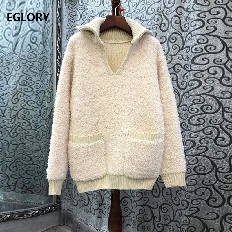 2020 Autumn Winter Hot Sale Sweaters and Pullovers Women Turn-down Collar Big Pocket Deco Thick Knitting Casual Warm Sweater Top
2020 Autumn Winter Hot Sale Sweaters and Pullovers Women Turn-down Collar Big Pocket Deco Thick Knitting Casual Warm Sweater Top