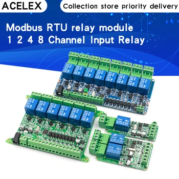 

12V/24V Modbus rtu 1 2 4 8 channel Relay Module 485 TTL Communication 1 2 4 8 Channel Input Relay Module