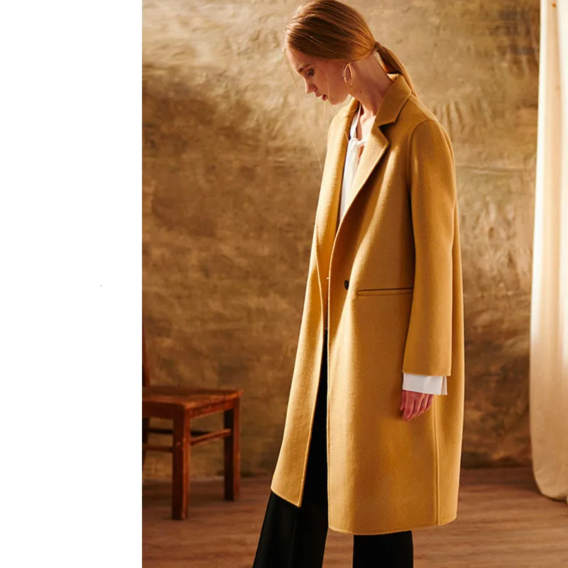 

Spring Autumn 80% Wool Coat Female Long Elegant Ladies Woolen Jacket Women Korean Fashion Blend Coats Manteau Femme 0111