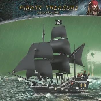

16006 Black Pearl Ship Queen Anne's Revenge Pirates Caribbean Pirates Ship Boat Model Building Blocks Boys Gifts Toys