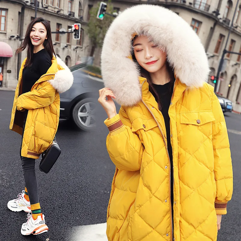 

Slim Fit Slimming Versatile Long Sleeve Mid-length Zipper Cotton-padded Clothes 2018 Winter Trend Simple Hooded