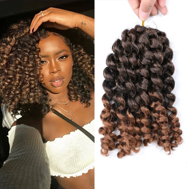 

10in 22 Root Jumpy Wand Curl Braids Hair Ombre Synthetic Hair Extension Short African Crochet Hair Jamaican Bounce Crochet Braid