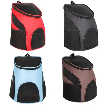 

Portable Zipper Mesh Pet Bags Carrying Dog Bag Backpack Outing Foldable Pet Chest Backpack Black Red Outdoor Travel Dog Backpack