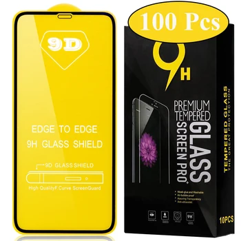 

100pcs 9D Full Glue Tempered Glass For Huawei P40 Lite E P30 Mate 30 20 Nova 7i 6 SE P Screen Protector Film With Black Package