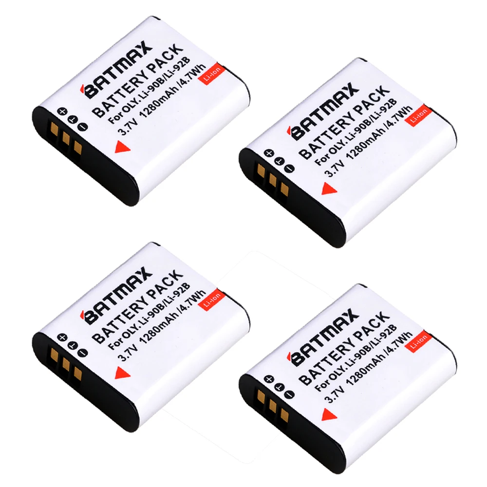 

Batmax 1280mAh LI-90B LI-92B LI90B Camera Battery for Olympus Tough TG-5 TG-Tracker SH-1 SH-2 SP-100 IHS TG L20