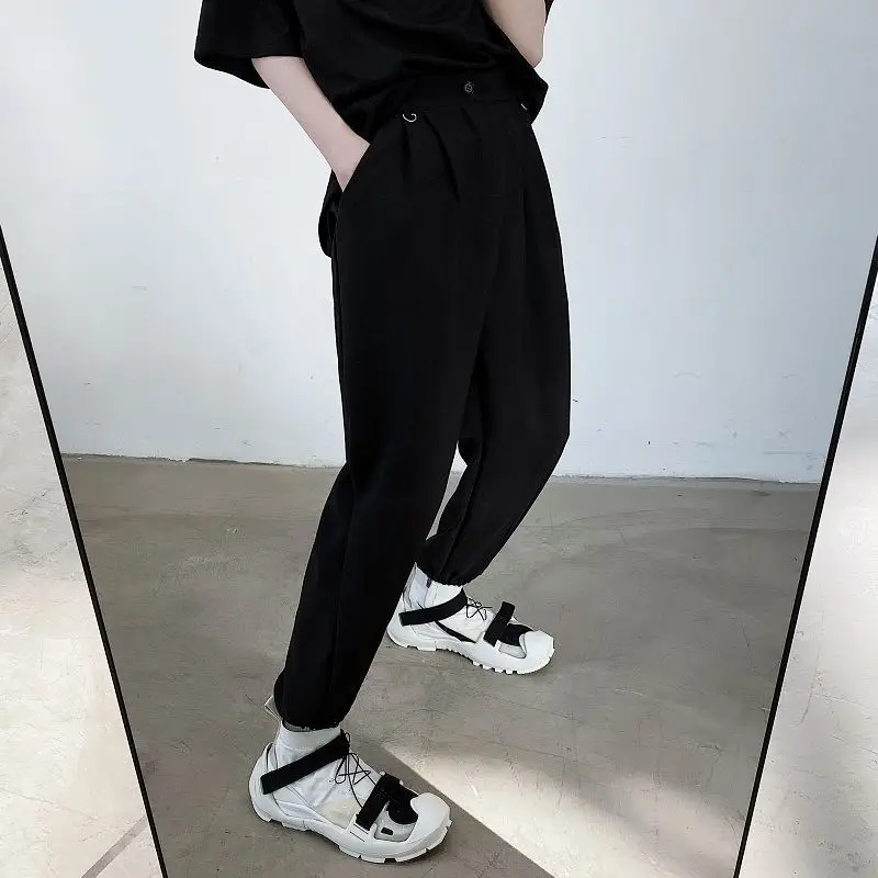 

Black Casual Pants Men's Fashion Business Dress Pants Men Streetwear Wild Loose Straight Suit Pants Mens Korean Trousers